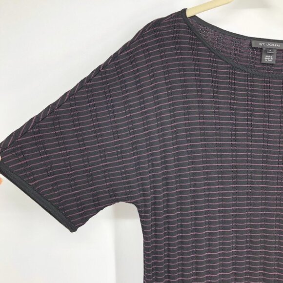 St. John Collection Black & Engineered Ombré Rib Short Sleeve Shift Dress size 6 - Picture 11 of 16